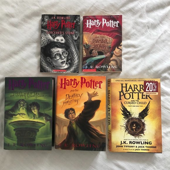 HARRY POTTER LOT -SEVEN (7) BOOKS- BOOKS 1, 2, 3, 4(Paperback), 5, 6, & 7 (Hard - Picture 1 of 5